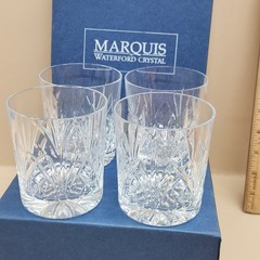 Waterford Crystal 3-7/8″ CRISS CROSS FAN CUT OLD FASHIONED TUMBLERS Set 4 Unused