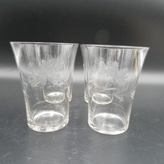 Butterfly Etched Flared Cocktail Juice Drinking Glasses 4 inch Set of 4 MCM VTG