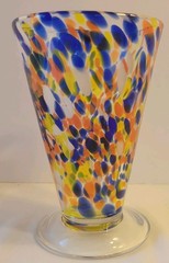 Hand Blown Confetti Art Glass Footed Drinkware Tumbler 1 Source
