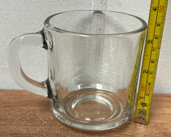 Pair of 2 Clear Glass Coffee Tea Mug with Handle