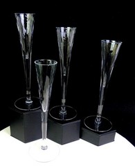 Brilliant Cut Crystal Panel Optic Clear Glass 4 Pc 2 Oz 8 1/4″ Champagne Flutes