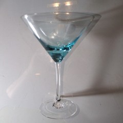 WATERFORD Marquis POLKA DOT AQUA MARTINI GLASS, Cut & Blown Crystal, 7 5/8″
