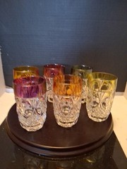 Vintage Set Of 6 Hofbauer Crystal Harlequin Long Drink Highballs Glasses. Nice