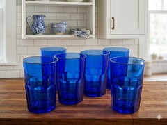 Libbey CRISA Cobalt Blue Tumbler Drinking Cooler Glasses – Set of 6 Vintage EUC