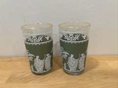 Wedgwood Jasperware Jeanette Green Hellenic Drinking 6 oz Juice Glasses Set of 8