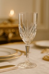 Waterford Marquis Ireland 1990s Brookside Clear Crystal Goblet, 8.5×3”