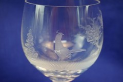Wildlife Hunting Man Cave Crystal Set of 6 White Wine Glasses NWT Germany (Y7)