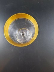 Tiffin Rose Design Glass Panel Optic 4 3/4 Gold Encrusted Stemware Champagne