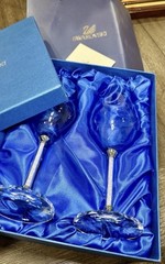 Swarovski Crystal Wine Glasses Set of 2 Elegant Stem Crystal Base Original Box