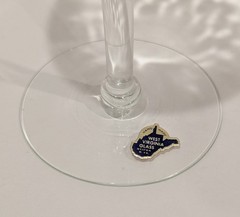 Set/2 Vintage West Virginia Glass Diamond Optic Wine Mouth Blown Glass 8.75″ NEW