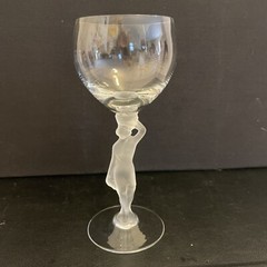 BAYEL France Bacchante-Frosted Male Nude Stem 7” Crystal Cocktail Glasses