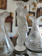 Rare Oil And Vinegar Cruet Crystal Baccarat Cherub G7