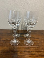 SET(4) VTG Crystal Criss Cross Water/Wine Glasses 8.25″H