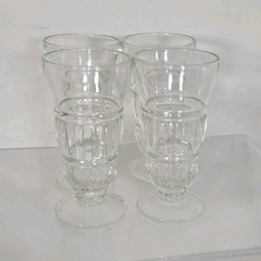Clear Pressed Glass Goblet Set Ribbed Design Four-Piece