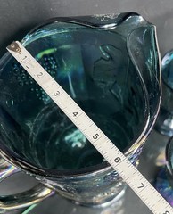 STUNNING 5pc SET!! VTG Indiana Glass Iridescent Blue Carnival Glass Harvest