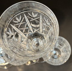 Vintage Crystal Wine Glasses Star/Fan Pattern Goblets Set Of 5 Likely European