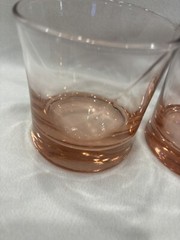 Two Vintage Pink Old Fashioned Coctail Glasses