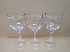 Set of 3 Mikasa Crystal Ardmore Wine Glasses w/Ribbed Optic Stem 7 1/8”H