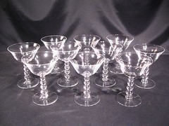 Imperial Glass Candlewick Clear Stem 3400 Champagne/Tall Sherbet Group of 10