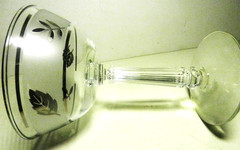 3 Pc LIBBEY Rock Sharpe SILVER Leaf-CHAMPAGNE-Tall SHERBET Goblets -1953-1978