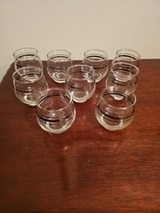 Dorothy Thorpe MCM Roly Poly Cocktail Glasses Set of 11 Glasses Silver Band