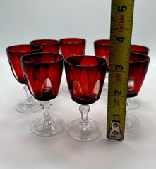 Cristal D’Arques Durand Red Gothic Cordial Glasses 3.25″ France Set of 8