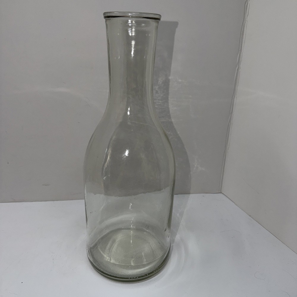 Wine Carafe 11.75” Tall Grey Glass 2.25” Top Opening, 4” Diameter At The Bottom