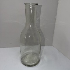 Wine Carafe 11.75” Tall Grey Glass 2.25” Top Opening, 4” Diameter At The Bottom