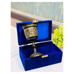 Vintage Engraved Brass Wine Chalice Goblet – Antique Medieval Style Collectible