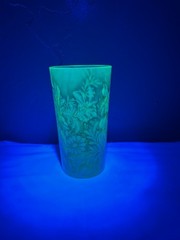 Antique Northwood Daisy Fern Vaseline Uranium Glass Tumblers Set 6 EAPG