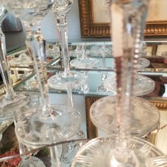 3 Exquisite Clear LAUSITZER LAUSITSER Germany Multiple Cut Crystal Wine Glass 8”