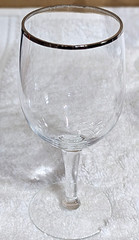 6 Clear Glass Set Platinum Rim Vintage Stemware No Defects Unsigned