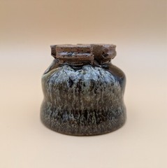 sake cup　”GUINOMI　HAGI-YAKI” peacock glaze 01