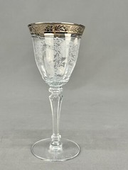 6 Tiffin-Franciscan MELROSE CLEAR Platinum Encrusted 6 5/8” Wine Glasses: MINT