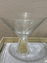 Oleg Cassini Set of 2 Crystal Glitter Martini Glasses CG101 Clear Diamonds