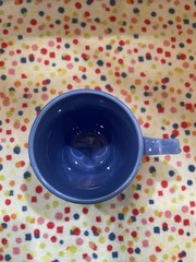 Homer Laughlin Riviera Handled Tumbler Mauve Blue Excellent
