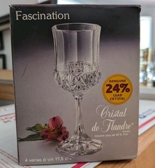 New Set of 4 CRISTAL DE FLANDRE Fascination Wine / Water Goblets Glasses 8.5 Oz
