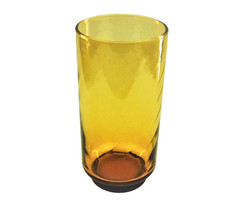Libbey Amber Flat Diamond Optic Swirl 22 oz. Glass 6.75″ Vintage MCM
