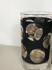 Set of 2 Vintage Mid Century Modern Black And Gold Glasses W/ Georgia Gold 1830