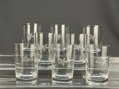 8 Orrefors STARFISH 9 oz 4 1/4″ Old-Fashioned Glasses by Nils Landberg c. 1940s