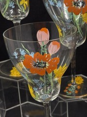 Dorothy Thorpe Hand Painted Poppy & Daffodil Spring Flowers Floral Glasses (5)