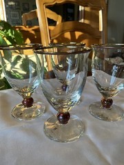 J Preziosi Lavorato A Mano Water Goblet Set Of 4 Wine Glasses Italy Vintage