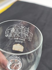 DUISKE Irish Hand Cut Wine Glasses Goblets w/Box Set of 2 Town Hall & St. Senans