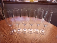 Ribbed Champagne Flute Smooth Stem 9 7/8″ Crystal Blown Glass – Set of 6