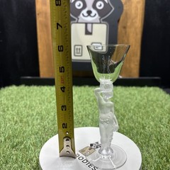 1 Vintage Crystal Port Glass Bayel Bacchus Male Nude Frosted Figural Stem 6”