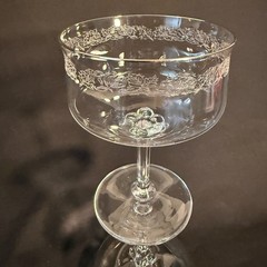 Lenox MOONSPUN Crystal Champagne Glass Etched Platinum Trim On Top Rim, No Band