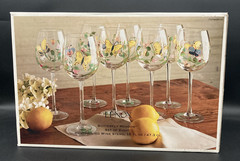 Lenox-Butterfly Meadow-Set of 8 Hand Painted Glass Wine Stems- 16 fl oz-Yellow