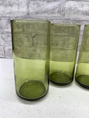 MCM Anchor Hocking Finlandia 1970’s avocado green 6″ glass tumblers Mid Century
