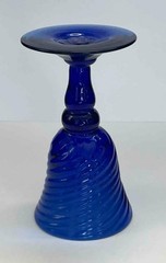 2 Vintage Handblown Colbalt Blue Spiral Swirl Cordial Glasses
