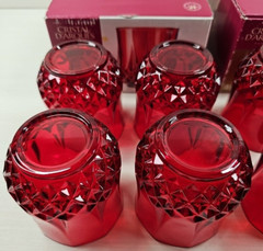 (8) Cristal D’Arques Longchamp Ruby Double Old Fashioned Set Crystal France Lot
